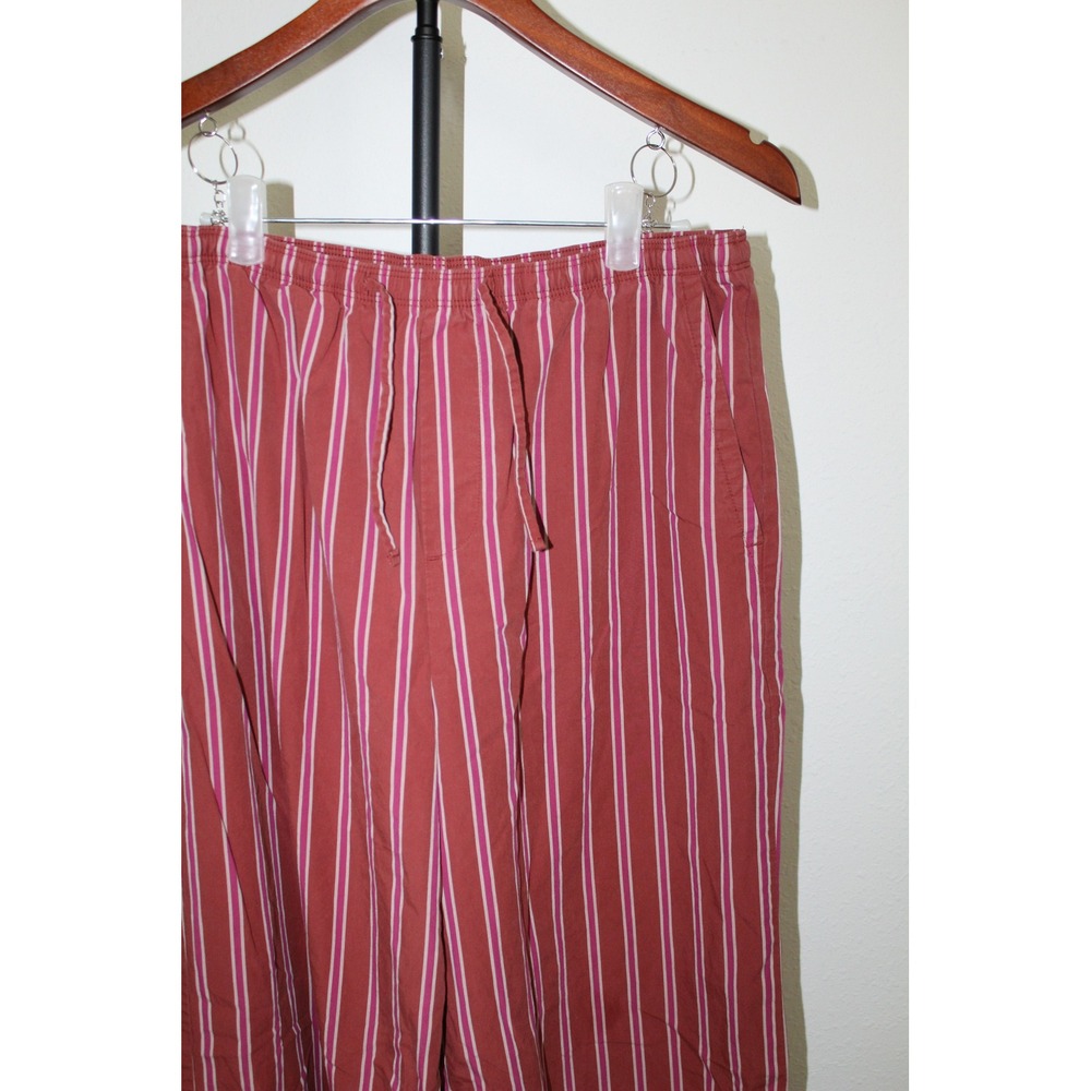 Old Navy Women's Small Wide Leg Striped Cotton Pants Terracotta Red Pink White - Picture 2 of 9